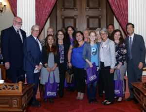 CFRI's CF advocates gather on the floor of the California State Senate to declare May as Cystic Fibrosis Awareness Month.